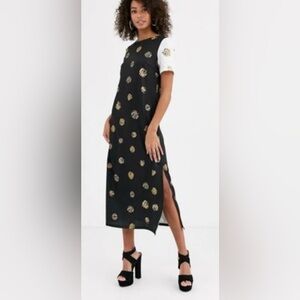 NWT Never Fully Dressed Gold Oval Print Short Sleeve Dress